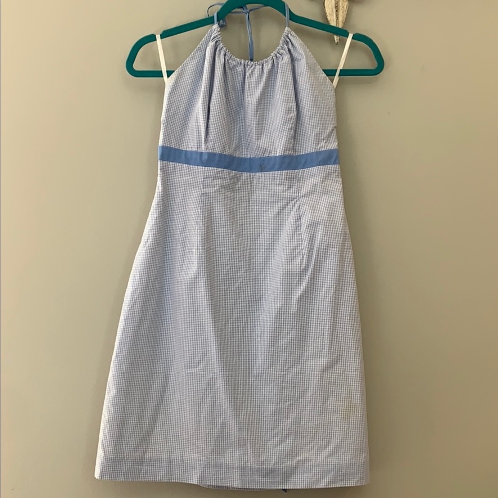 Blue Gingham Halter Dress
